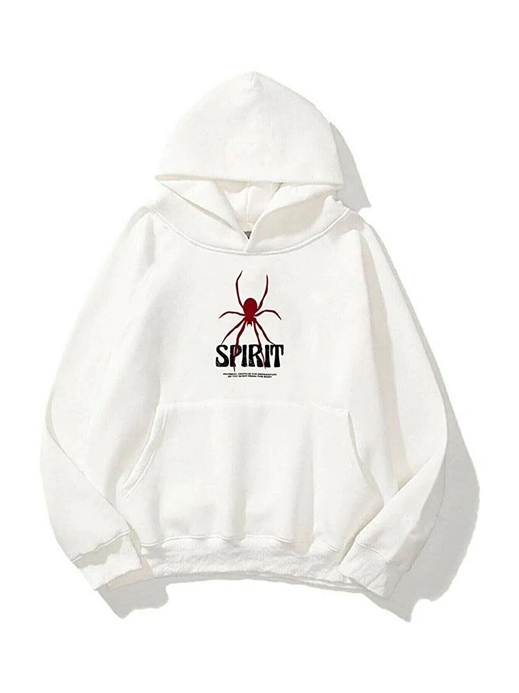 uyguntarz Beyaz Unisex Spirit Örümcek Sırt Baskılı Oversize   Hoodie