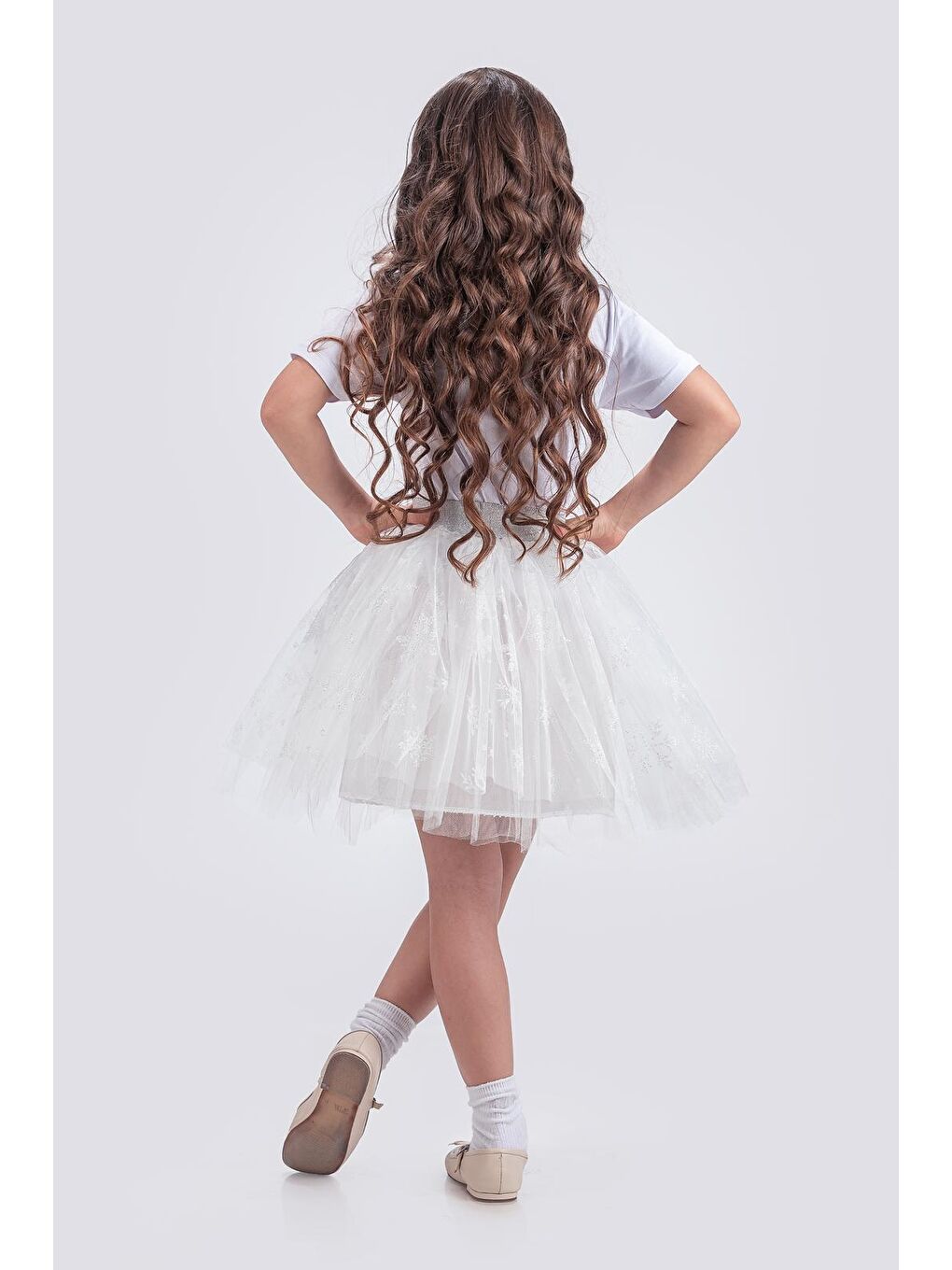 Beyaz Tütü Kartanesi Baskılı Parti Etek M00779-1