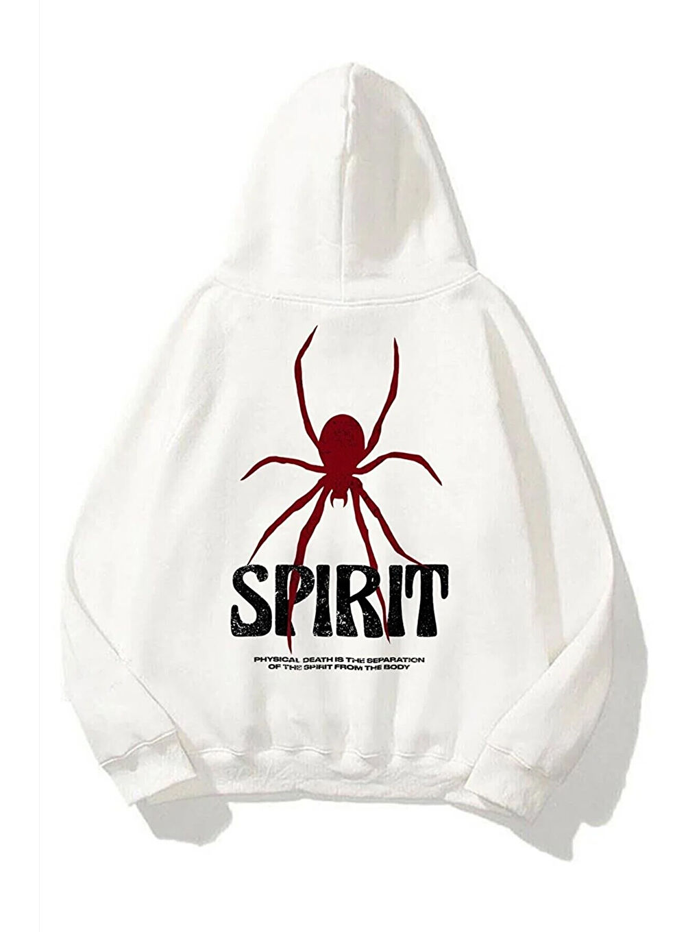 uyguntarz Beyaz Unisex Spirit Örümcek Sırt Baskılı Oversize   Hoodie - 4