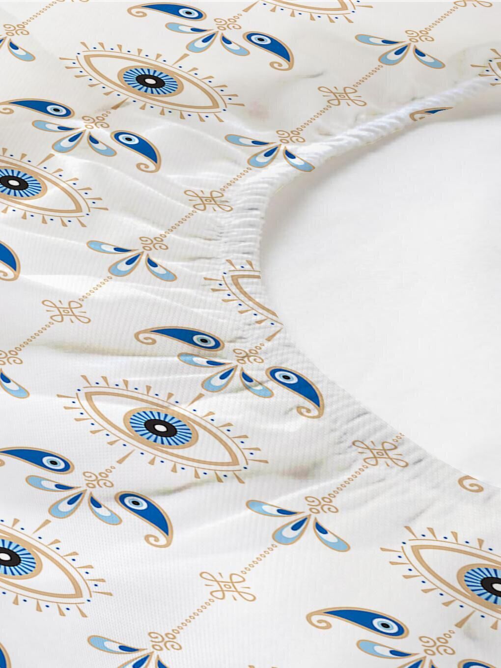 Karışık Göz Desenli Baskılı Tek Kişilik Lastikli Çarşaf Seti-1