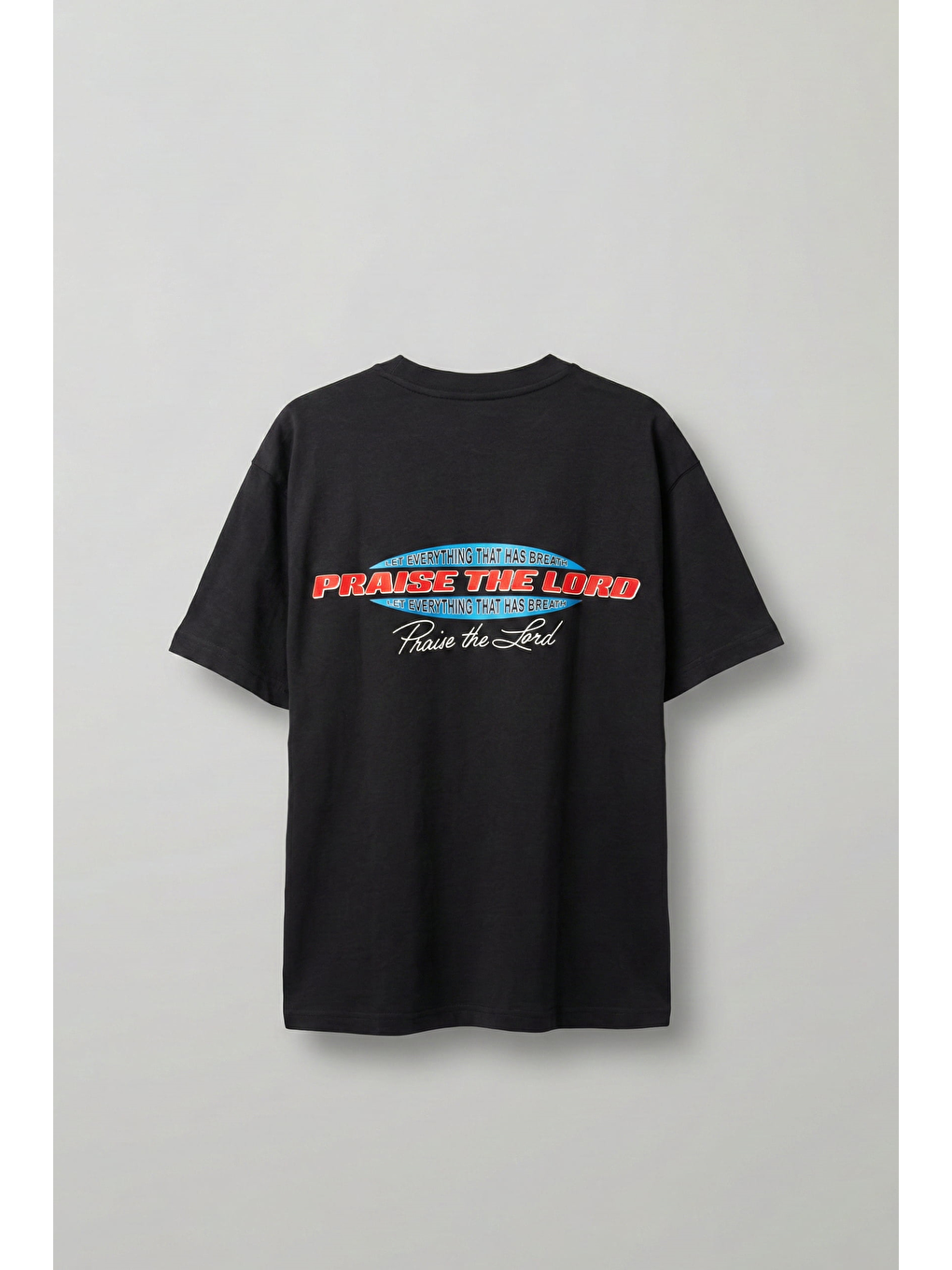 Erkek Oversize Sırt Baskılı Pamuklu T-Shirt Siyah