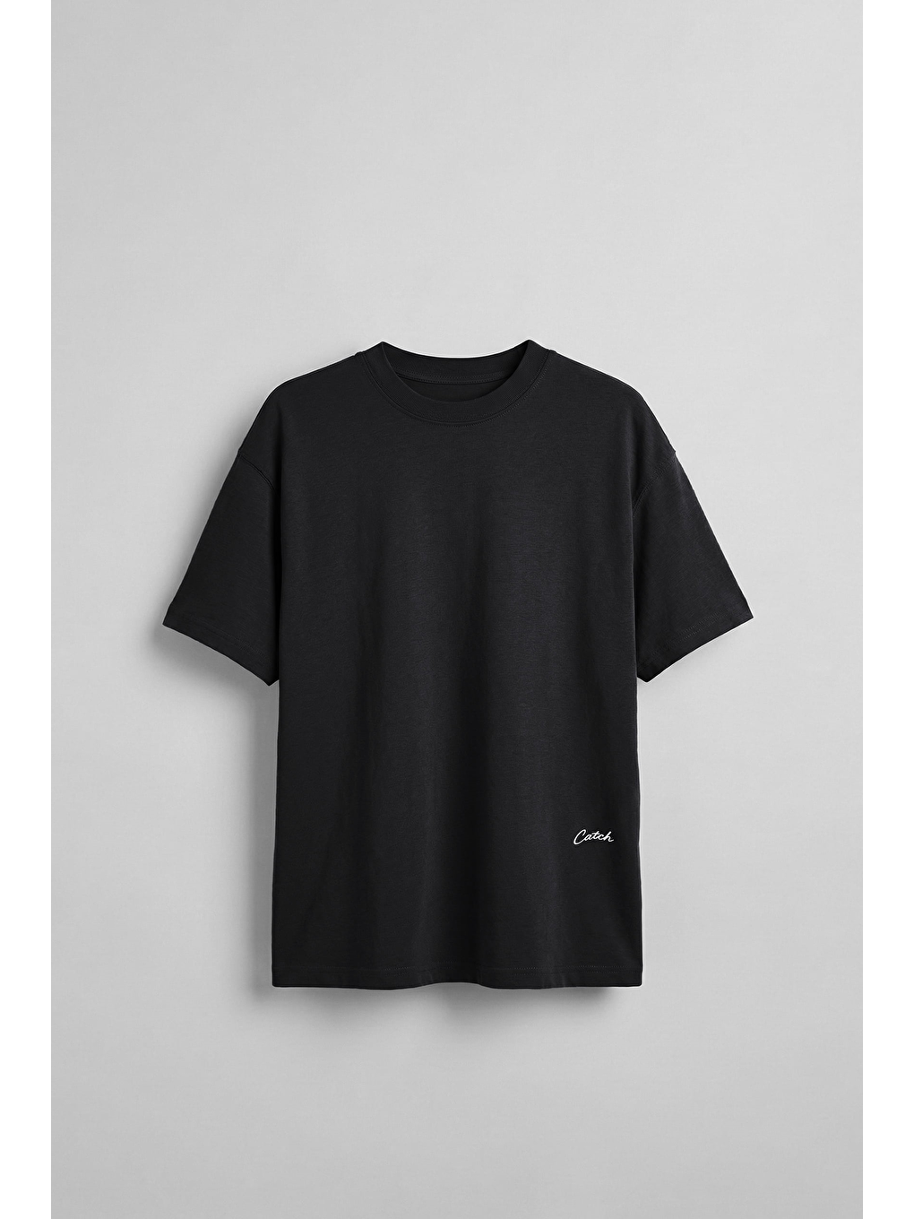 Erkek Oversize Sırt Baskılı Pamuklu T-Shirt Siyah-1