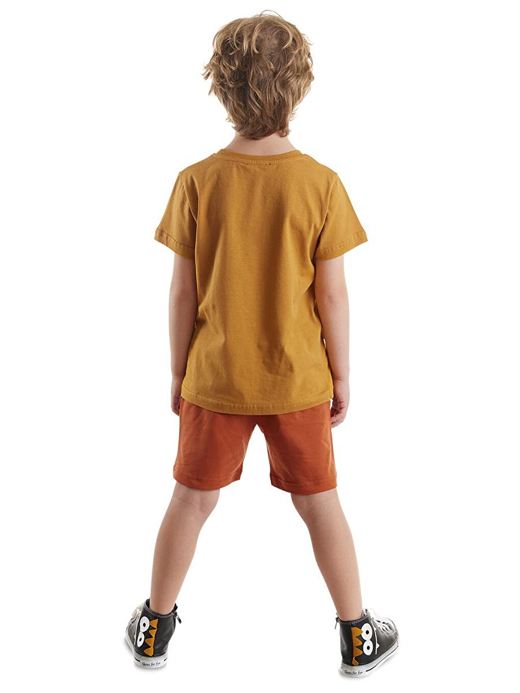 Denokids Kiremit Super Tiger Erkek Çocuk T-shirt Şort Takım - 1