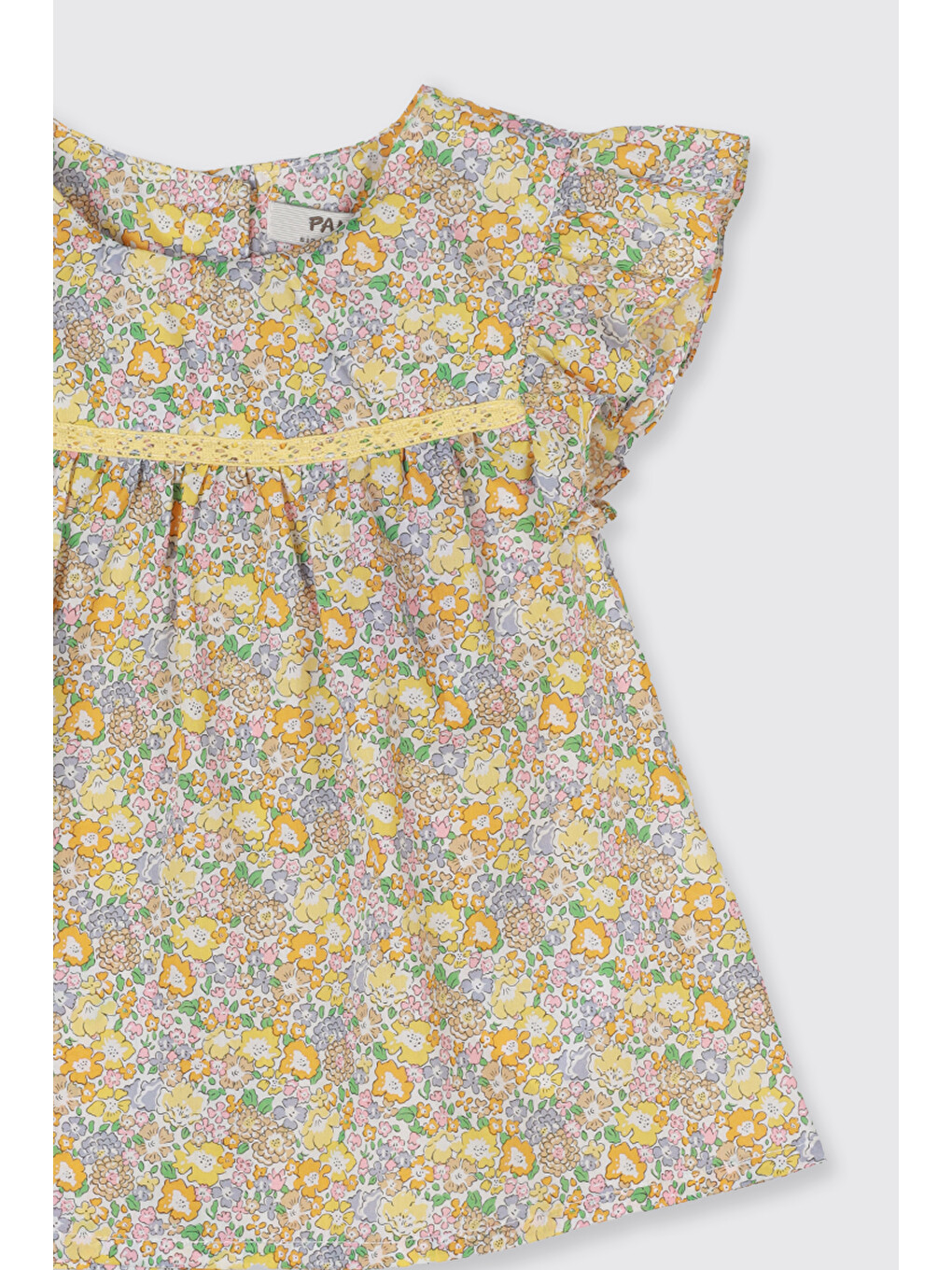Sarı Liberty Kumaş Çiçek Desenli Kız Çocuk Bluz-1