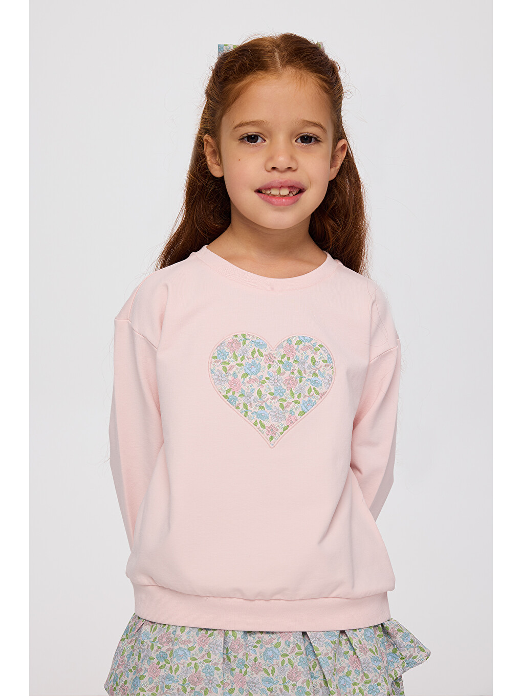 Pembe Liberty Kumaş Kız Çocuk Sweatshirt-1