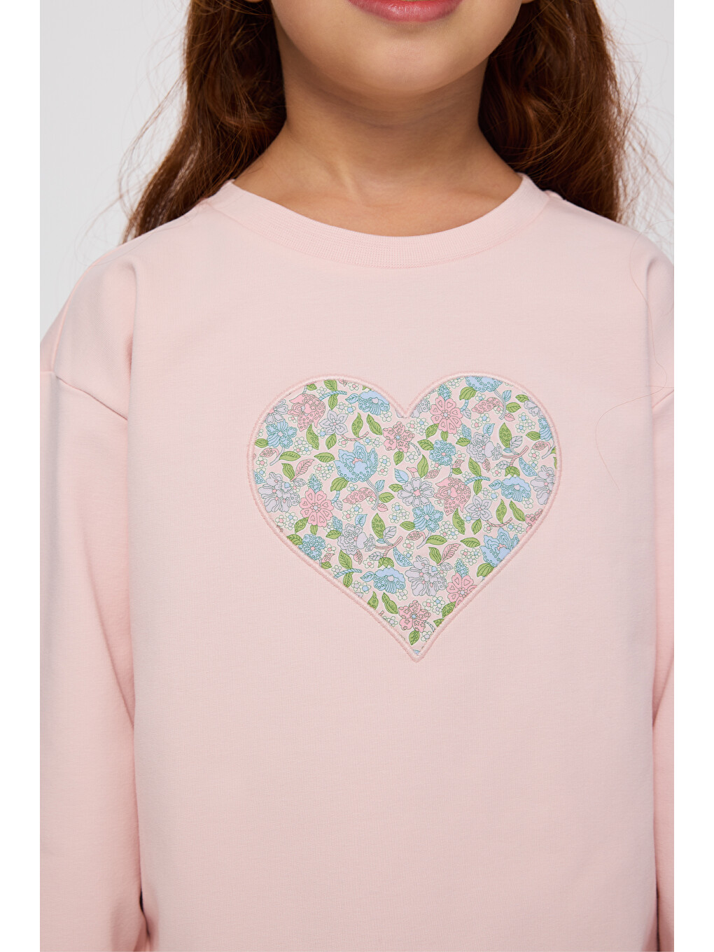 Pembe Liberty Kumaş Kız Çocuk Sweatshirt-4
