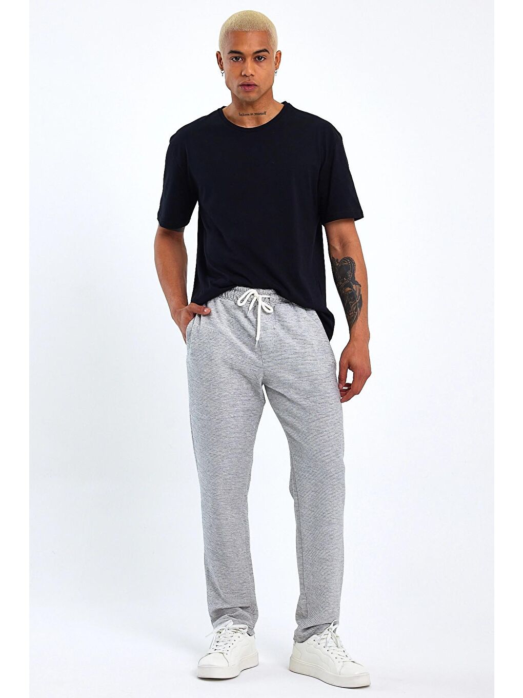 Gri Regular Fit İnce Erkek Eşofman Altı SPR23EA350-2