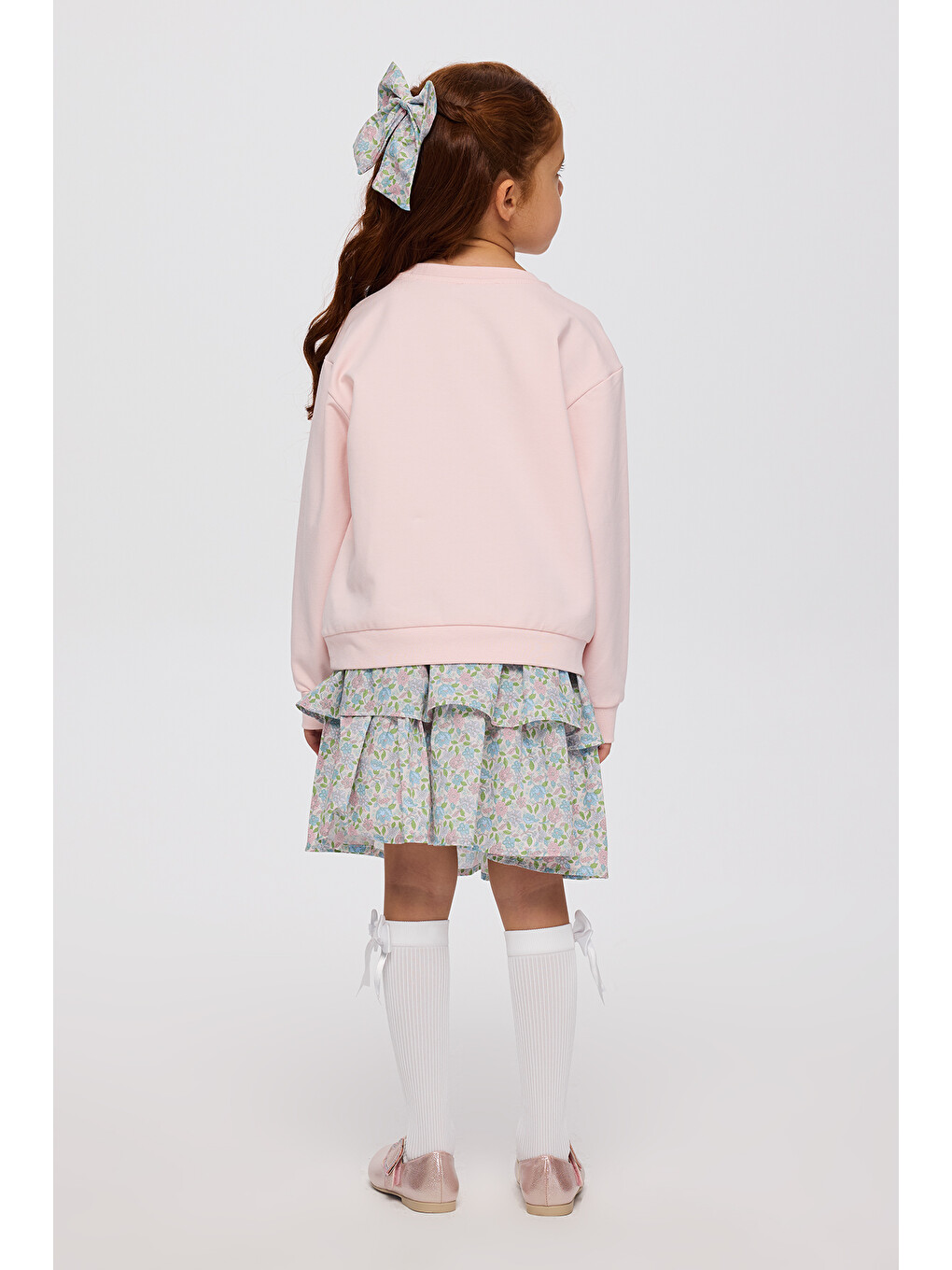 Pembe Liberty Kumaş Kız Çocuk Sweatshirt-6