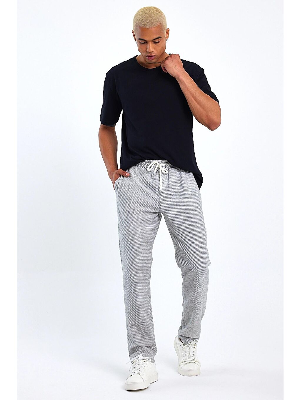 Gri Regular Fit İnce Erkek Eşofman Altı SPR23EA350-3