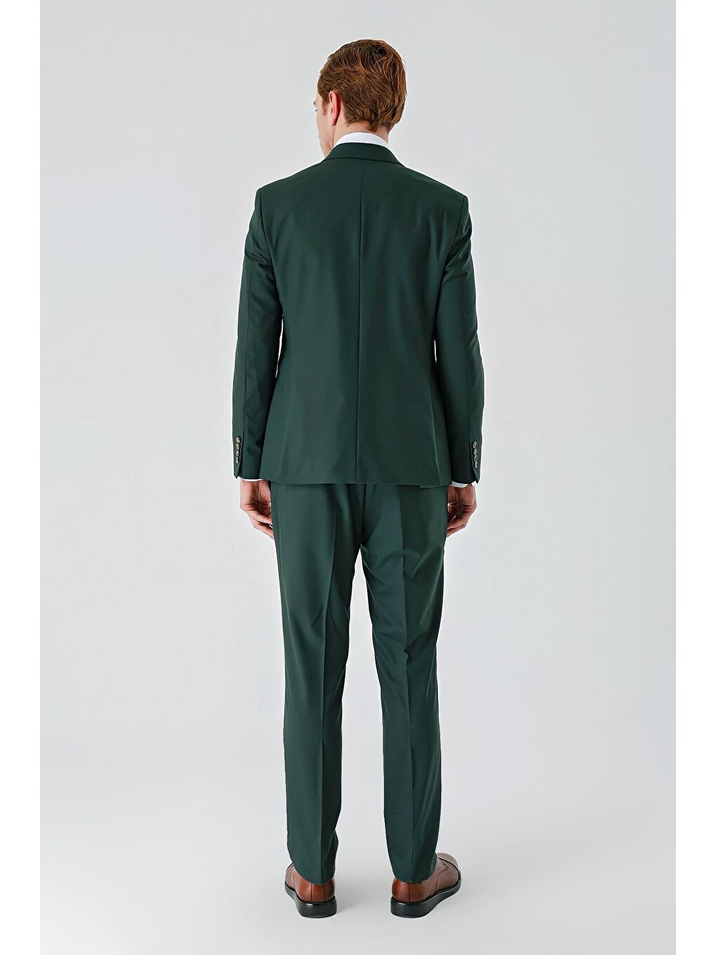 Koyu Yeşil Gabardin Kırlangıç Yaka Yelekli 6 Drop Slim Fit Klasik Takım Elbise 1001240187-6