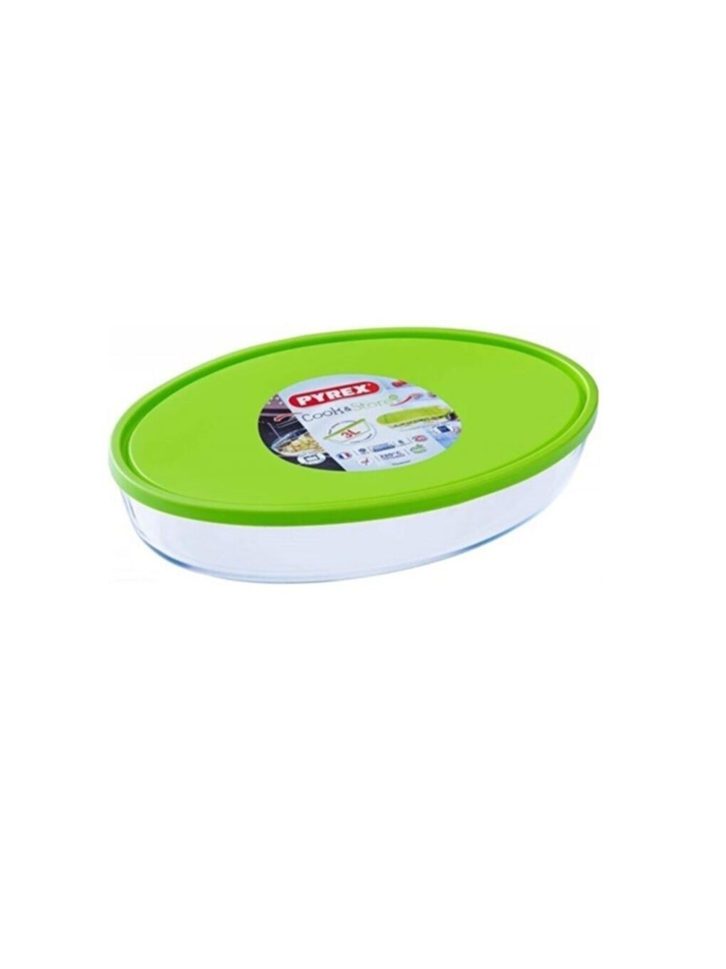 Pyrex Şeffaf XL Oval Kapaklı Fırın Kabı 3 Lt