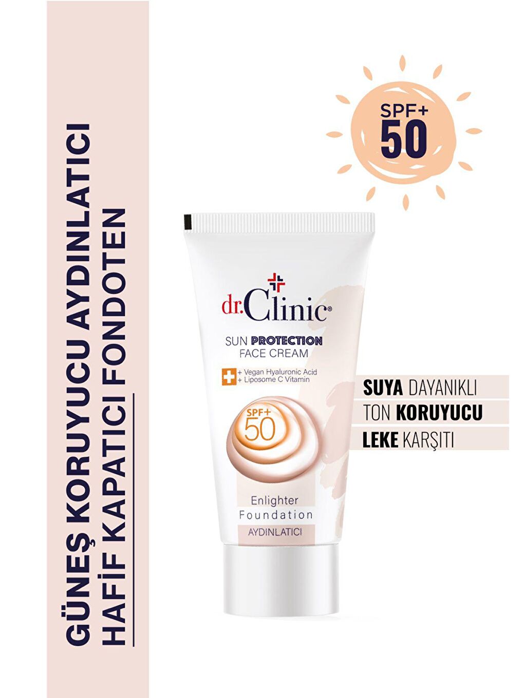 Dr. Clinic Şeffaf Spf 50+ Aydınlatıcı Güneş Kremi 50 ml