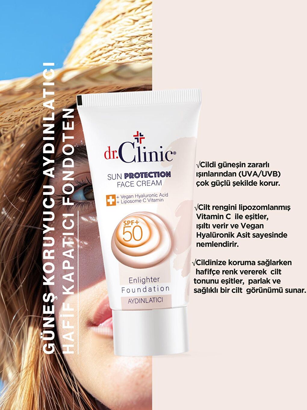 Dr. Clinic Şeffaf Spf 50+ Aydınlatıcı Güneş Kremi 50 ml - 1