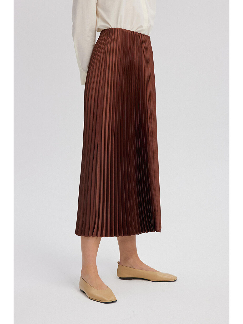 Kahverengi Piliseli Saten Etek-2