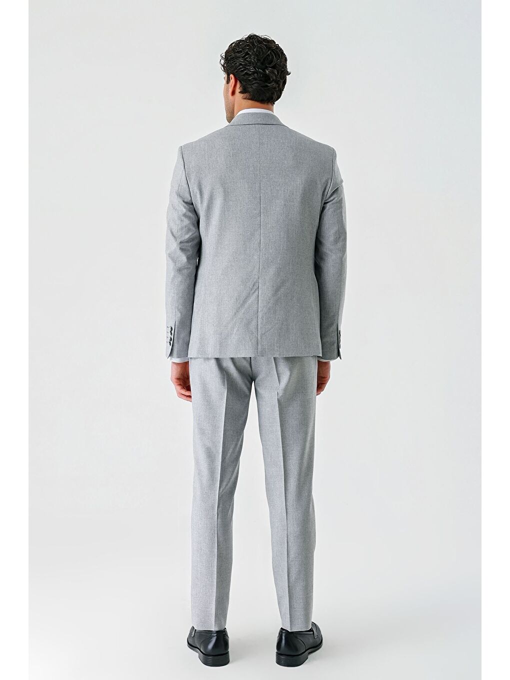 Gri Örme Kırlangıç Yaka 6 Drop Slim Fit Dar Kesim Klasik Takım Elbise 1001240112-6