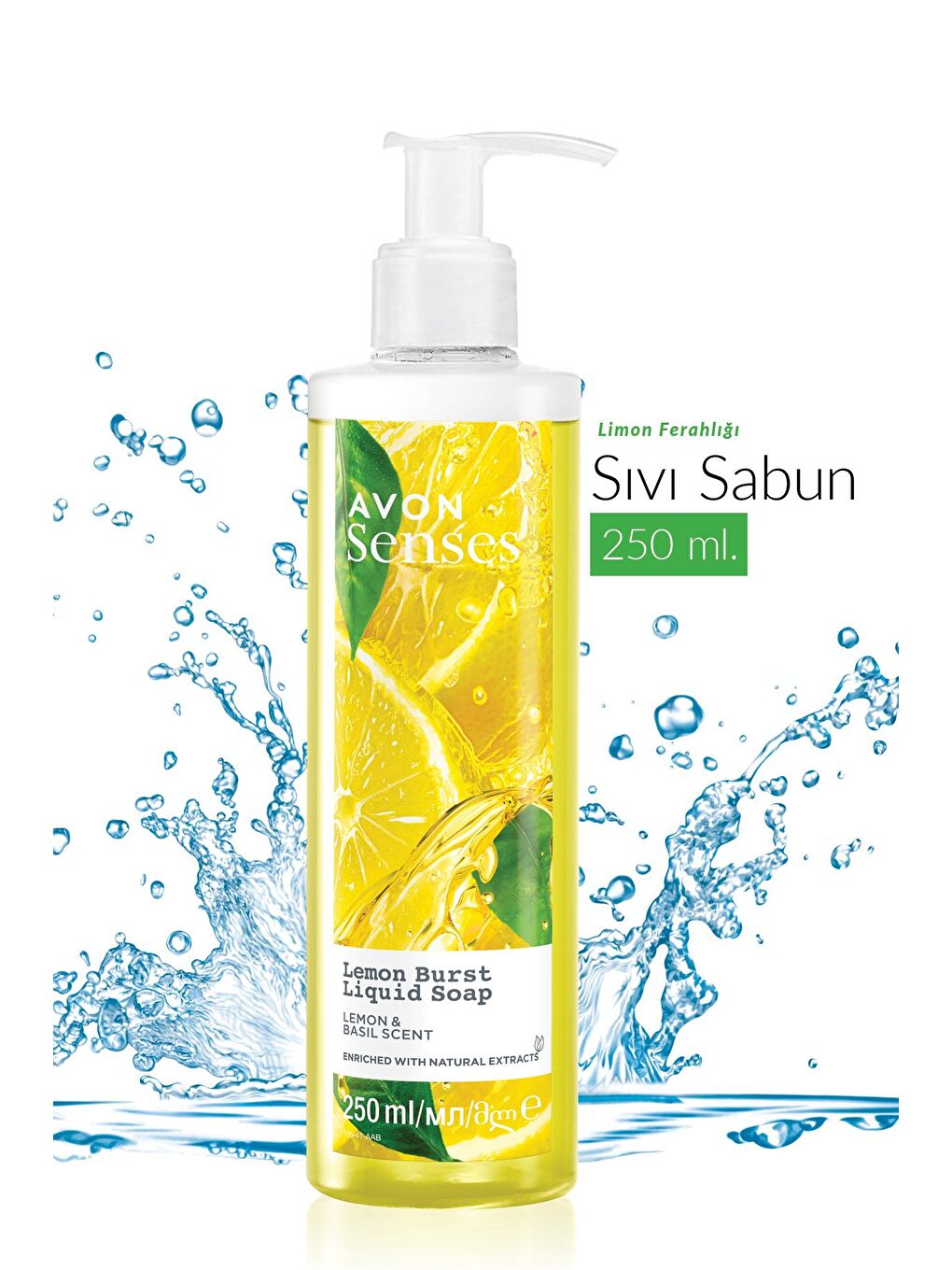 AVON Renksiz Senses Lemon Burst Limon ve Reyhan Kokulu Sıvı Sabun 250 Ml. Üçlü Set - 3