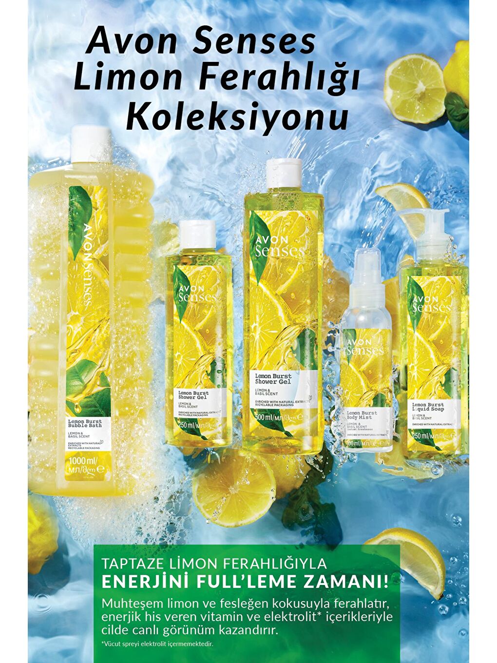 AVON Renksiz Senses Lemon Burst Limon ve Reyhan Kokulu Sıvı Sabun 250 Ml. Üçlü Set - 5