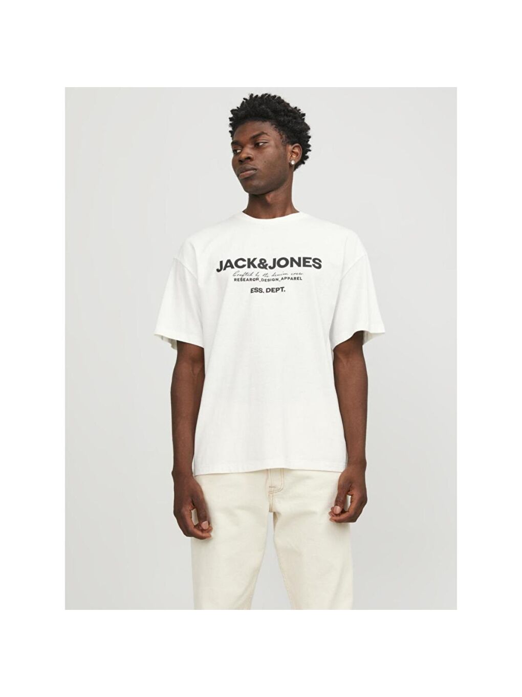 Jack & Jones Beyaz Gale Erkek Beyaz Bisiklet Yaka Tişört - 1