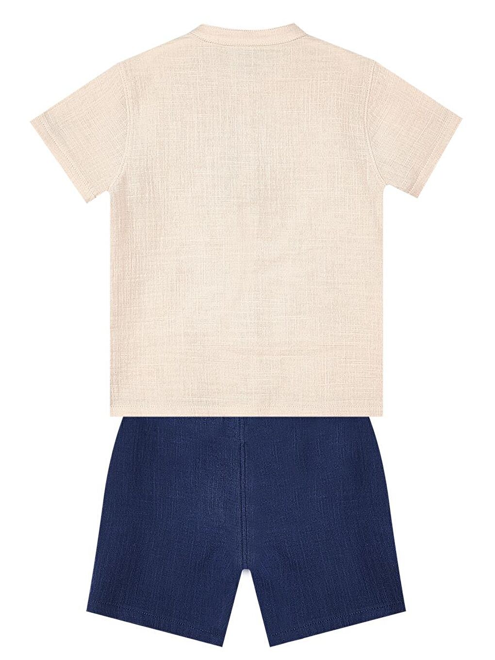 Ekru Erkek Bebek Çocuk Müslin Şort Gömlek Takım-3