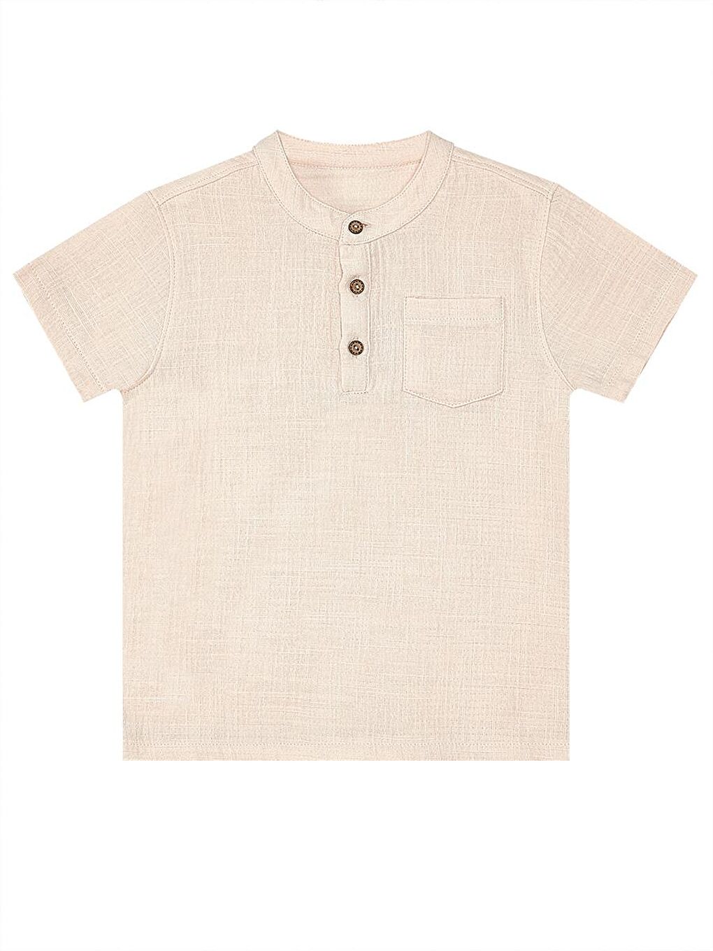 Ekru Erkek Bebek Çocuk Müslin Şort Gömlek Takım-4