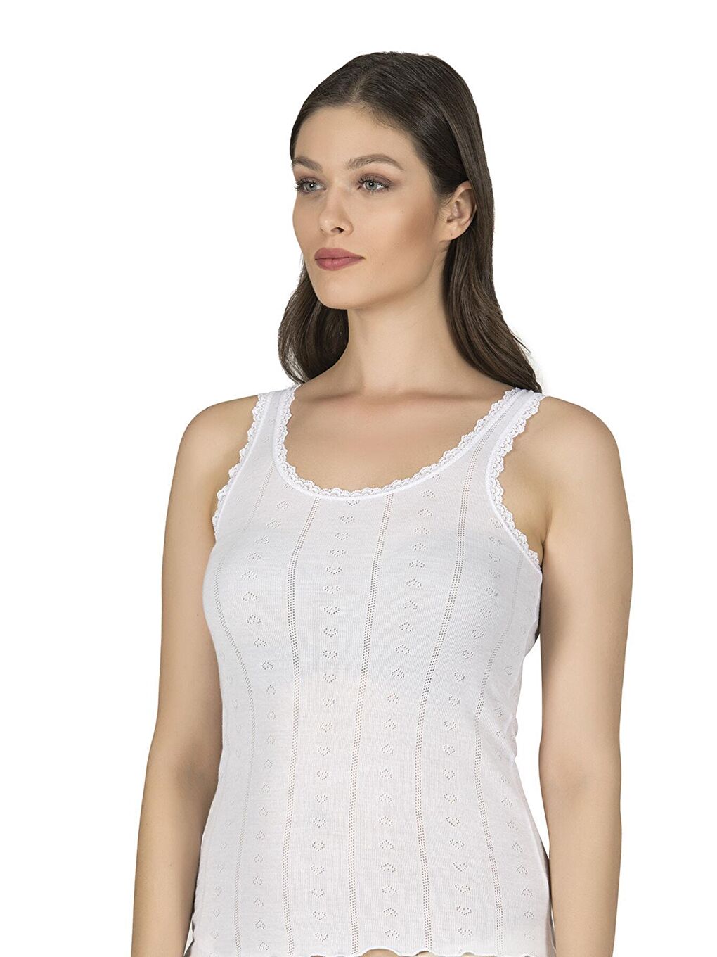 Kadın Transferli Ribana Esnek Yumuşak Atlet Beyaz | K23493-3