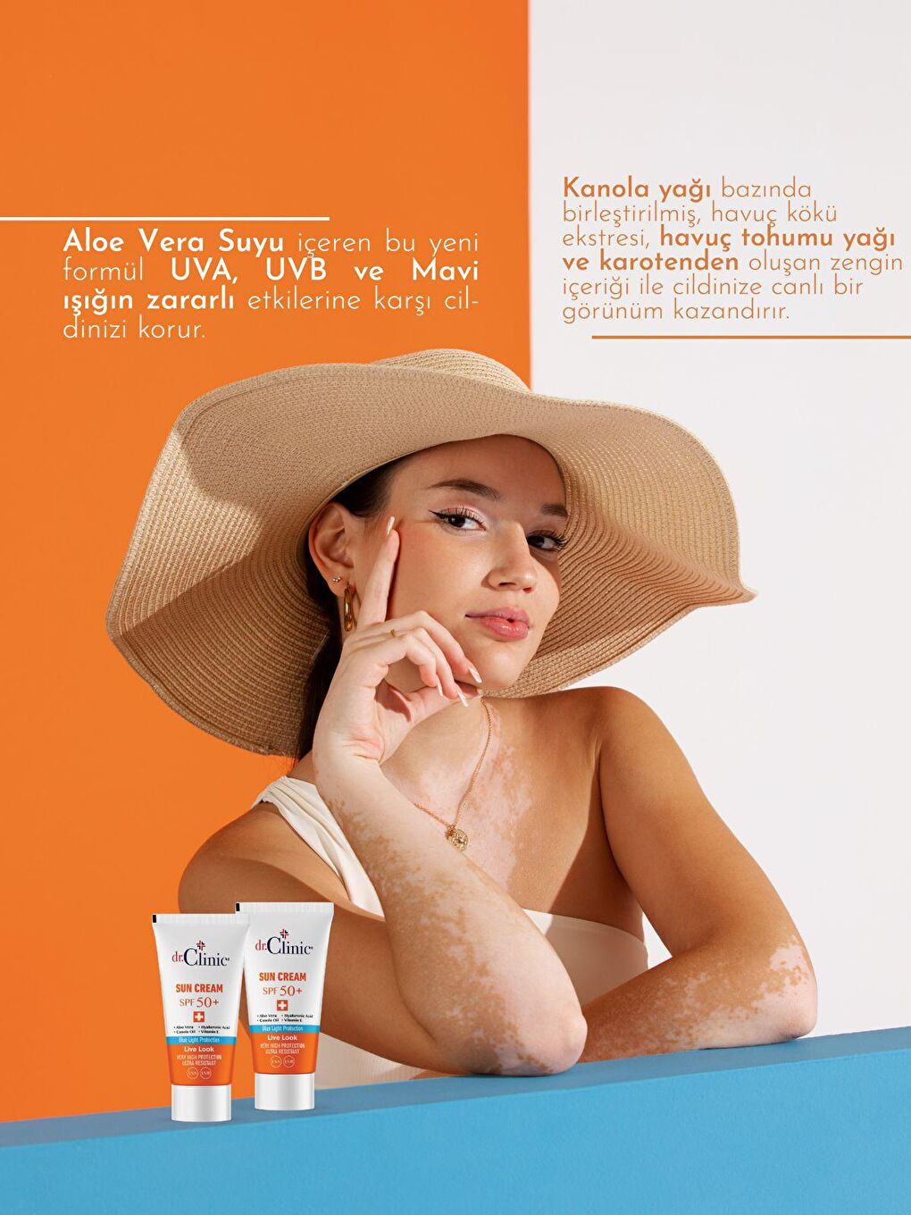 Dr. Clinic Şeffaf SPF 50+ Güneş Koruyucu Krem 50 ml UVA,UVB ve Mavi Işık Koruma - 1