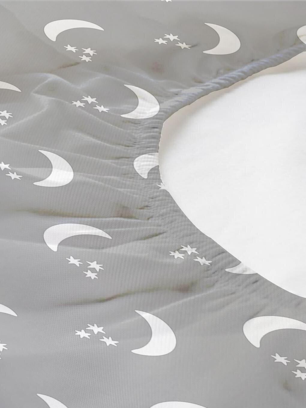 Karışık Ay Desenli Baskılı Tek Kişilik Lastikli Çarşaf Seti-1