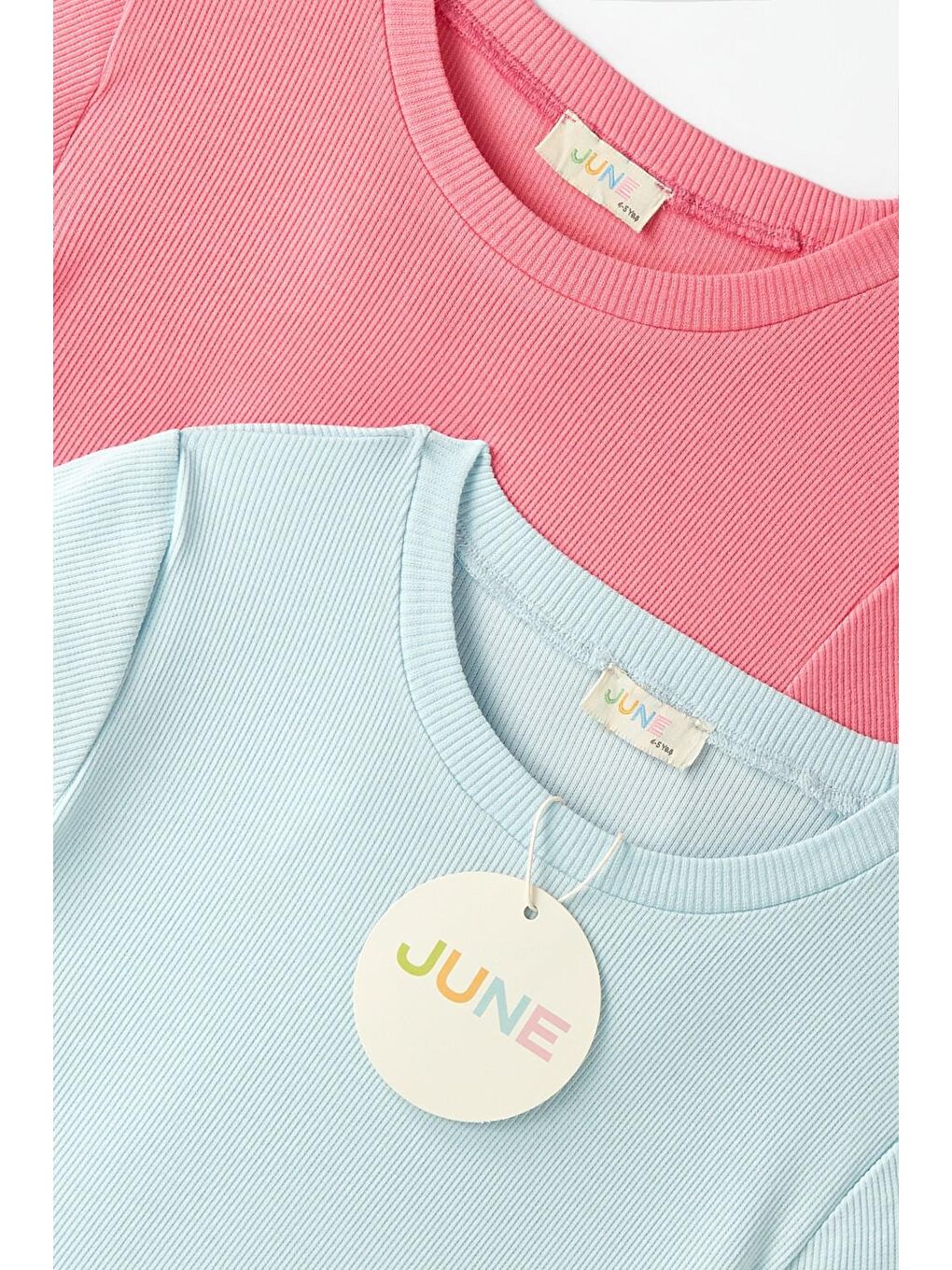 June Açık Mavi Kız Çocuk 2li Kaşkorse Basic Tshirt - 3