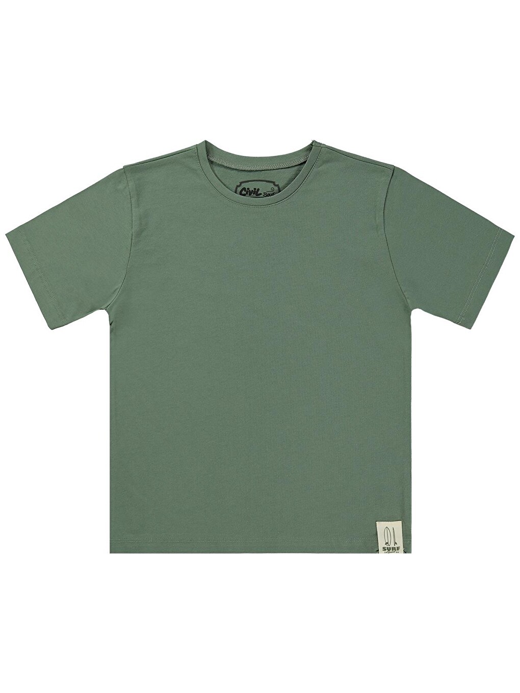Boys Basic Surf Etiketli 10-13 Yaş Tişört - Haki-3