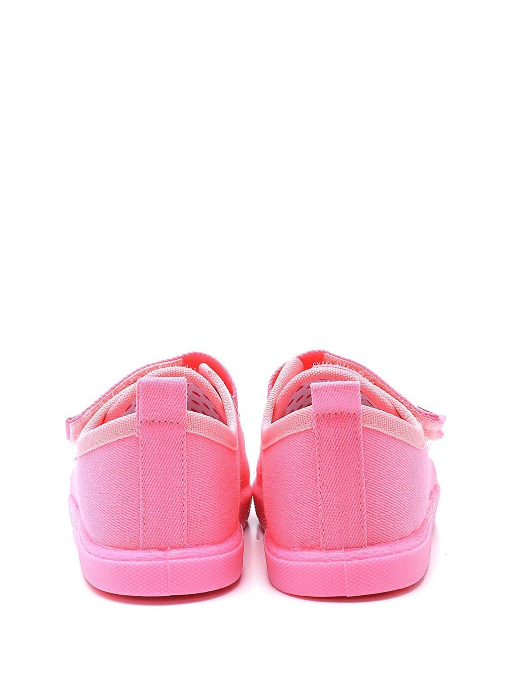 Çift Cırtlı Kalpli Çocuk Keten Spor Ayakkabı-pembe-f-499-5