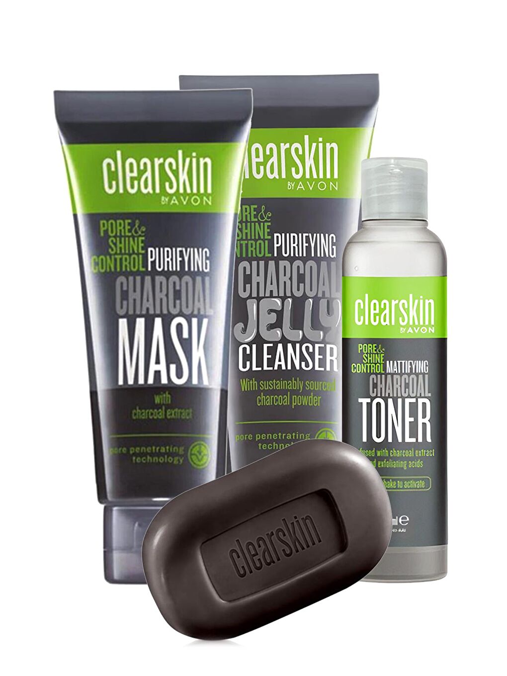 AVON Renksiz Clearskin Kömür Özlü Tonik, Maske, Sabun ve Jel Temizleyici Paketi