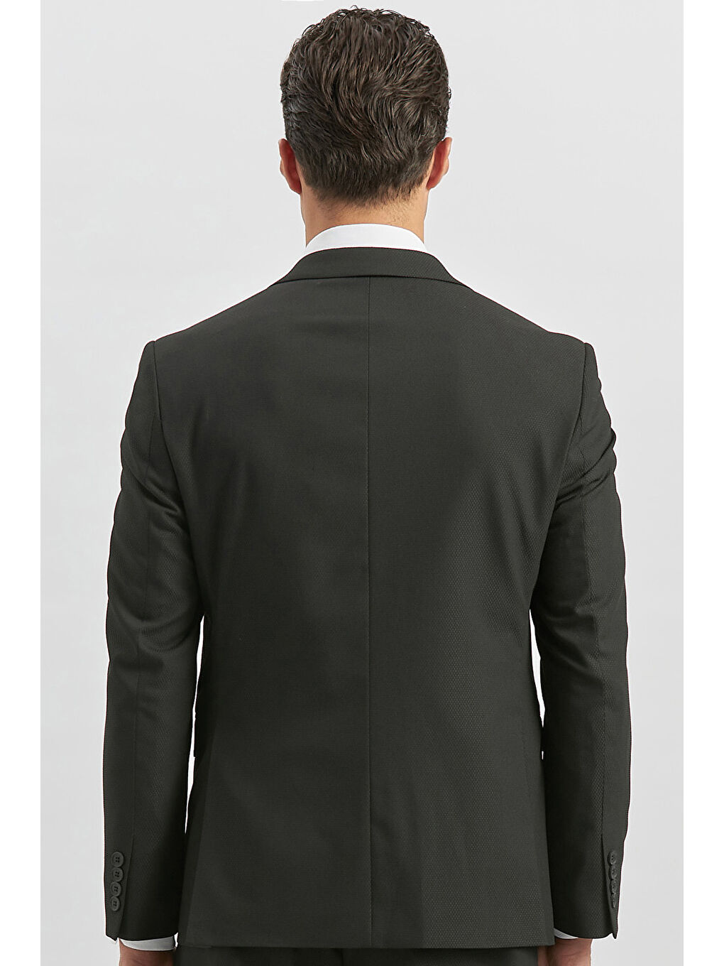 Siyah Desenli Armürlü Mono Yaka Yelekli Elastanlı 6 Drop Slim Fit Takım Elbise 1001240180-1