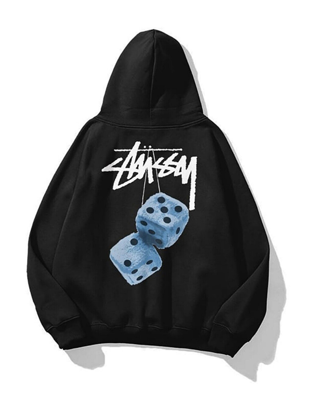 Unisex 3 İplik Pamuklu Siyah Camsey Bol Kalıp Sweatshirt Hoodie