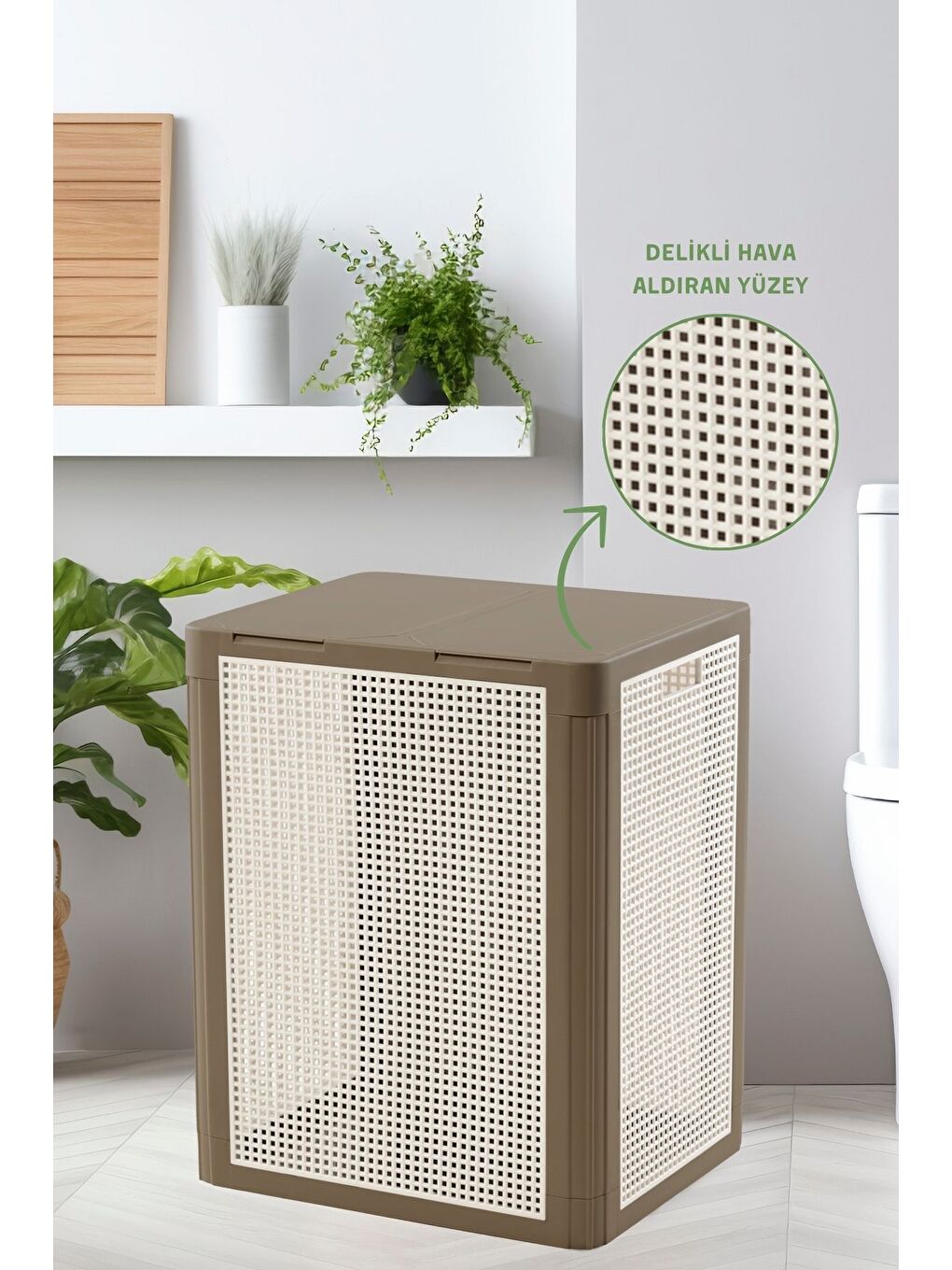 Beyaz SmartDuo İki Bölmeli Çamaşır Sepeti 84Lt-2