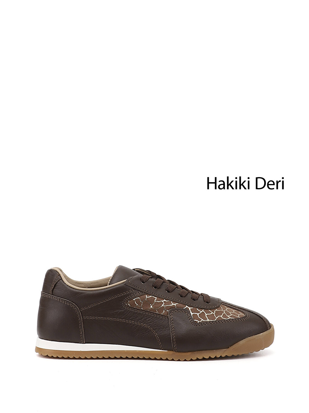 Kahverengi Kadın KAHVERENGİ Lastik Bağcıklı Hakiki Deri Sneaker