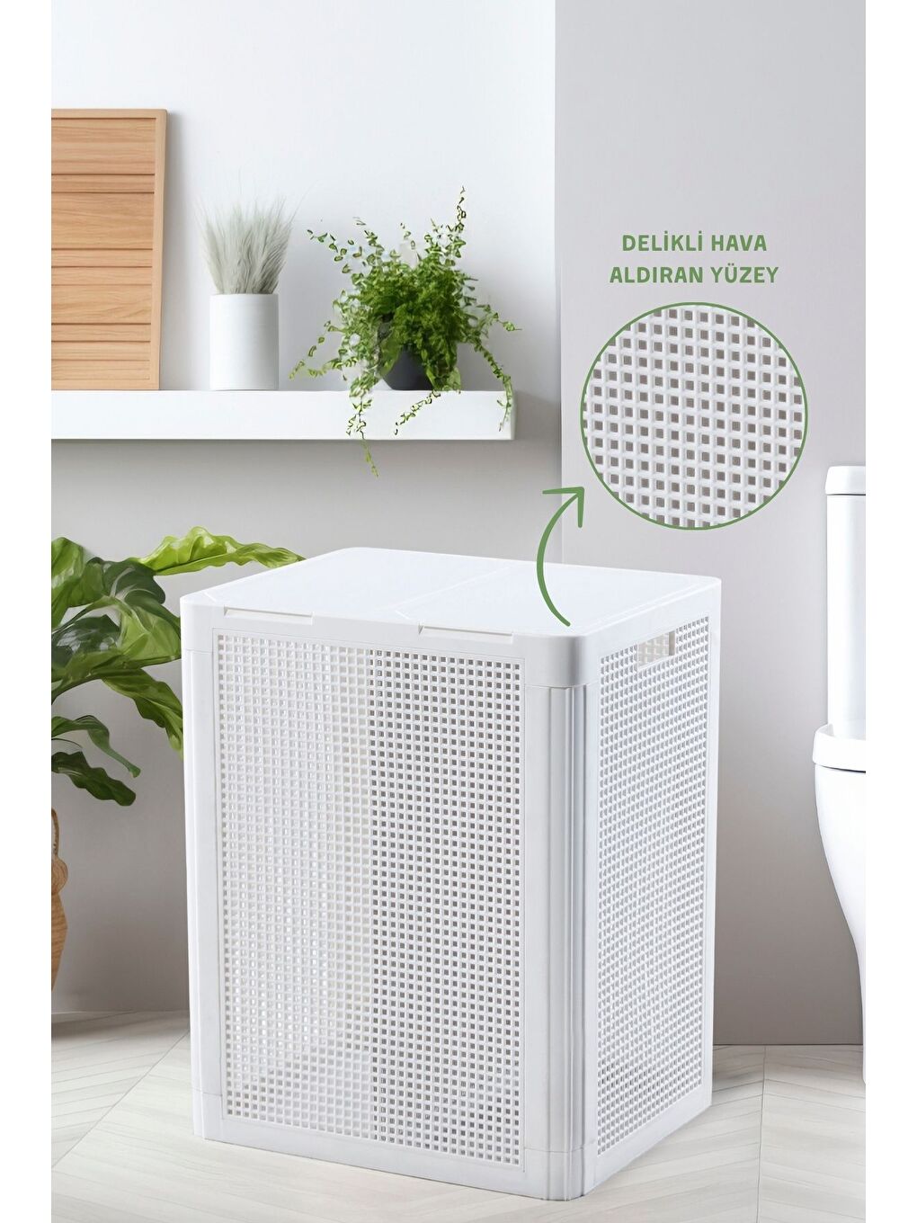 Beyaz SmartDuo İki Bölmeli Çamaşır Sepeti 84Lt-2