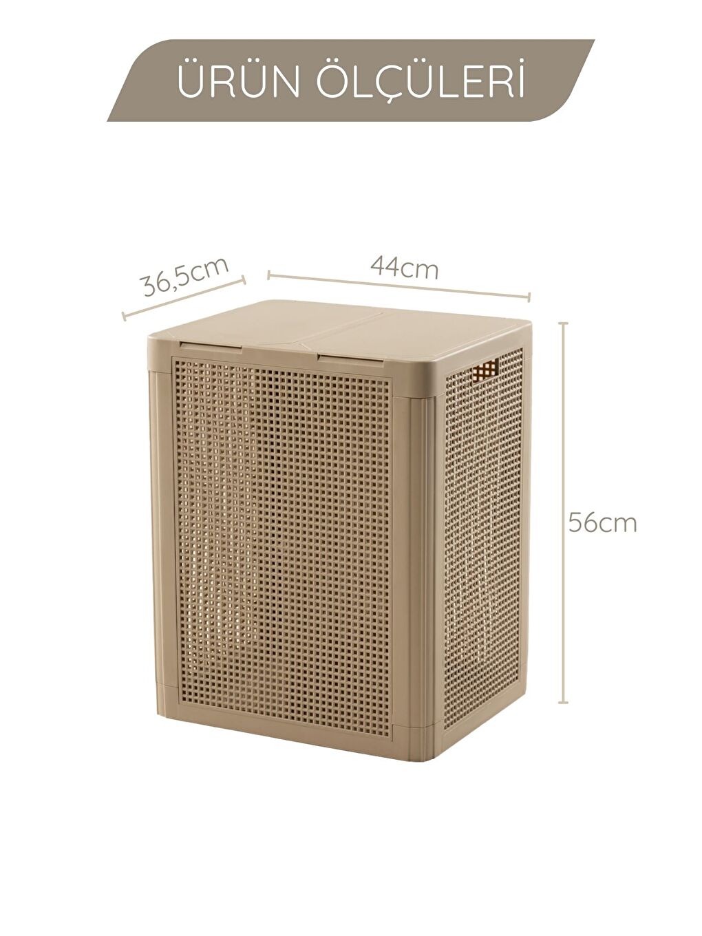 Kahverengi SmartDuo İki Bölmeli Çamaşır Sepeti 84Lt-4