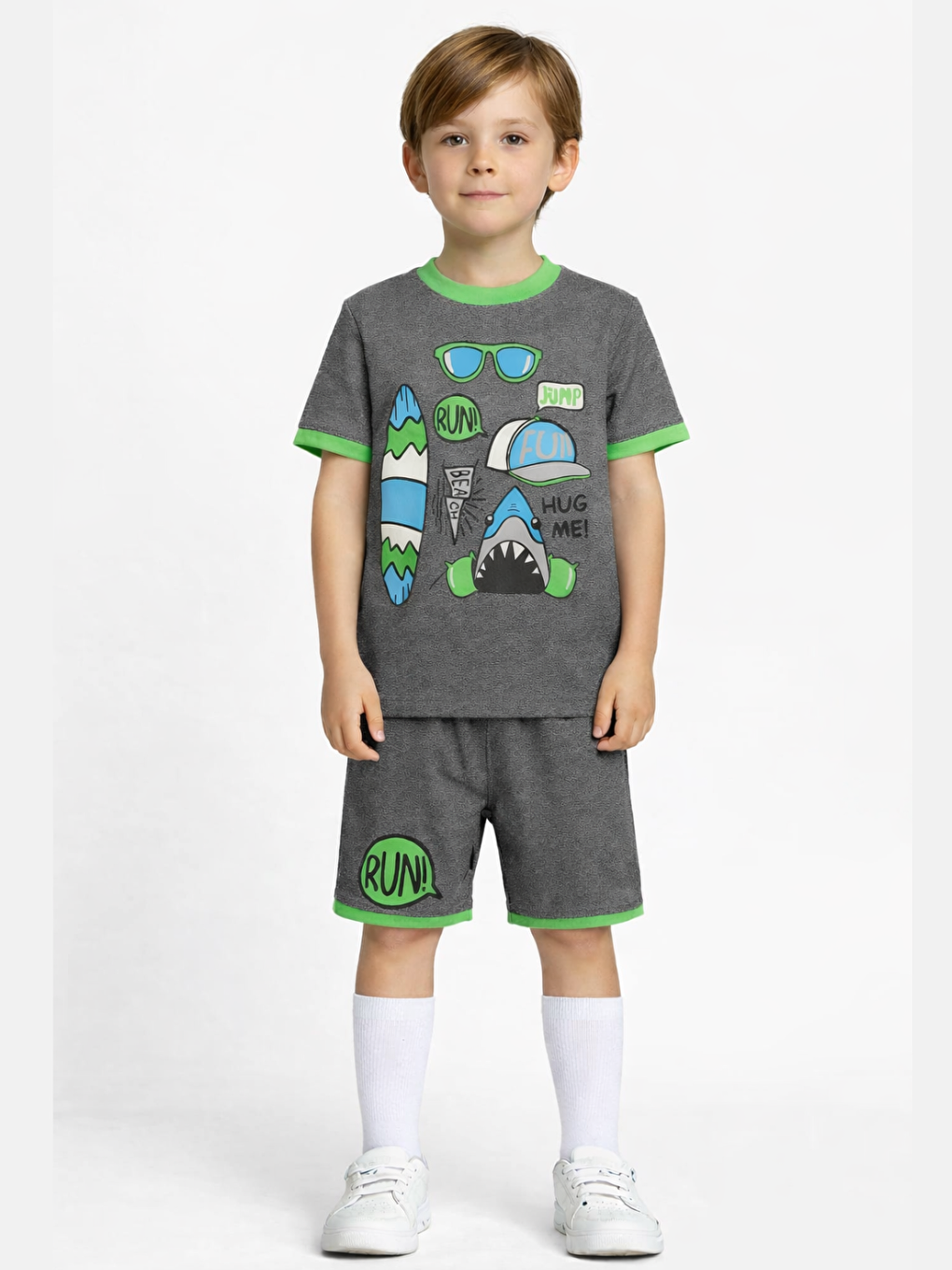 Yeşil Summer Run Erkek Çocuk Şort Takım