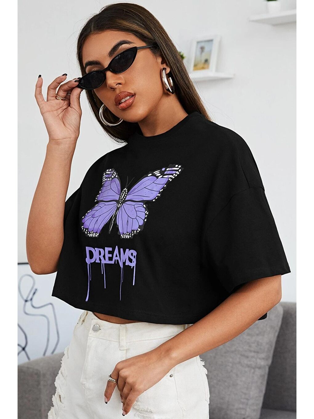 uyguntarz Siyah Unisex Dream Butterfly Tasarım Tshirt