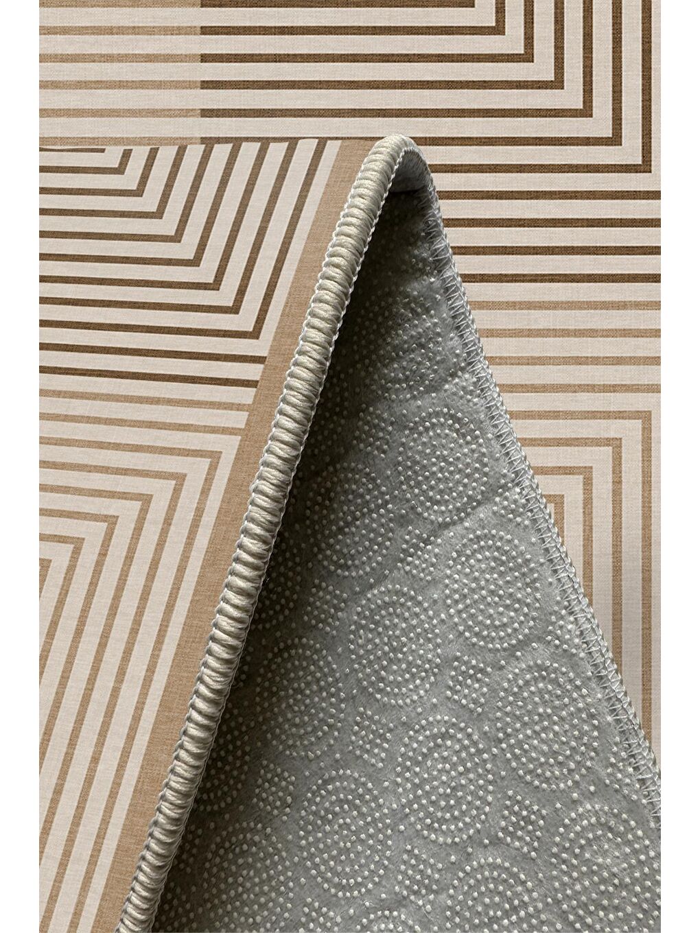 Kahverengi Özel Tasarım, Kaymaz Taban, İnce, Yıkanabilir, Modern Halı WOOKECE1420 160x230-5