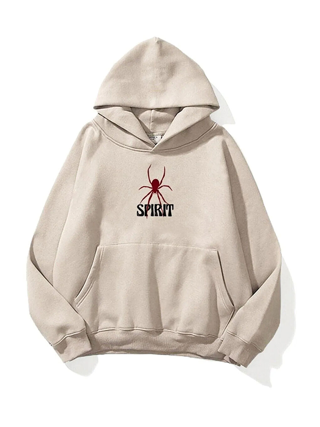 uyguntarz Bej Unisex Spirit Örümcek Sırt Baskılı Oversize Sweatshirt