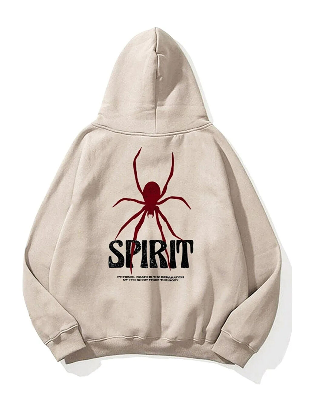 uyguntarz Bej Unisex Spirit Örümcek Sırt Baskılı Oversize Sweatshirt - 1