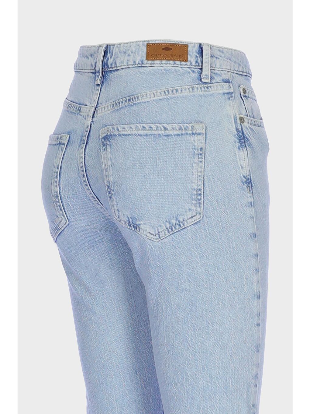 Açık Mavi Yüksek Bel Patı Fermuarlı Vintage Straight Fit Jean Pantolon C 4931-007-2