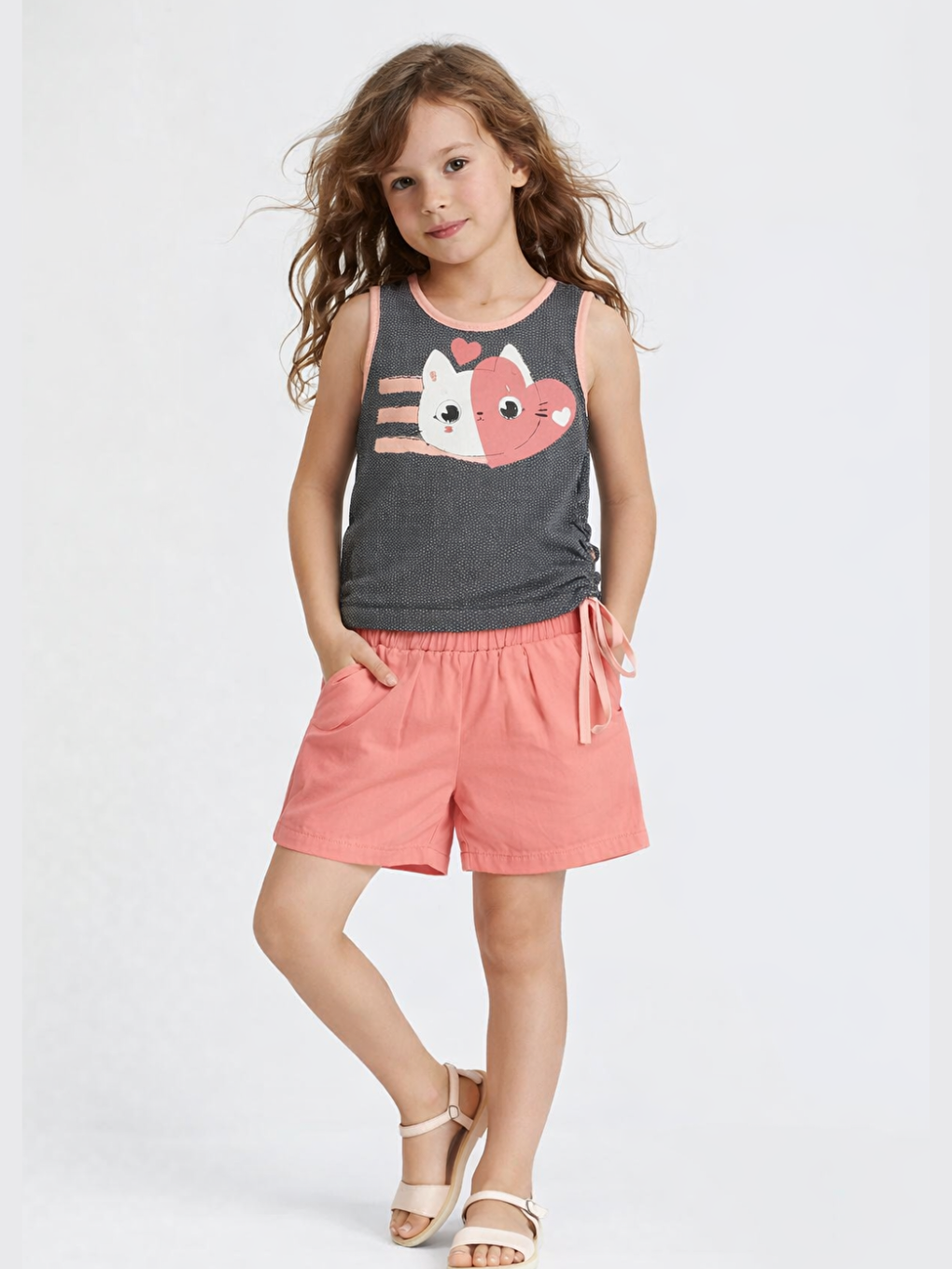 Antrasit Kedili Dokuma Şort Takım