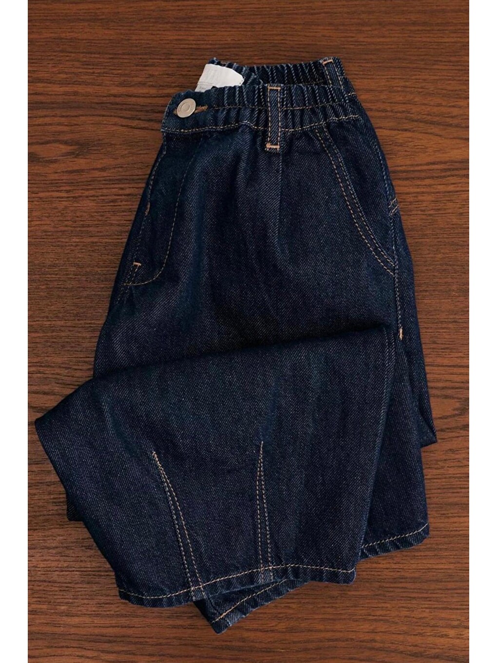 Unisex Çocuk Beli Lastikli Lacivert Rahat Jean Pantolon-2