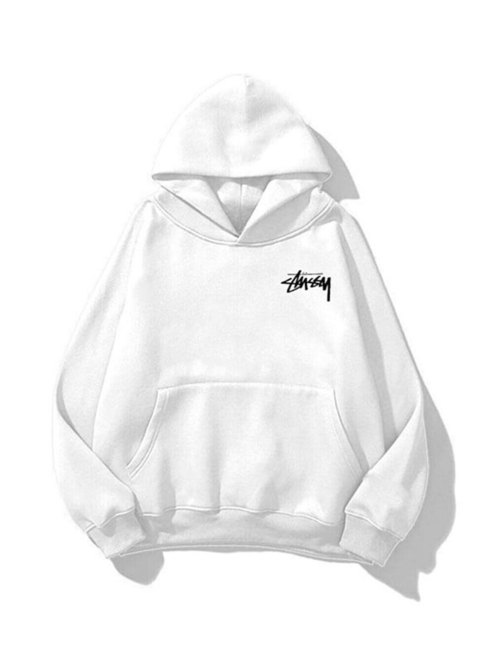 Unisex 3 İplik Pamuklu Beyaz Camsey Bol Kalıp Sweatshirt Hoodie-1