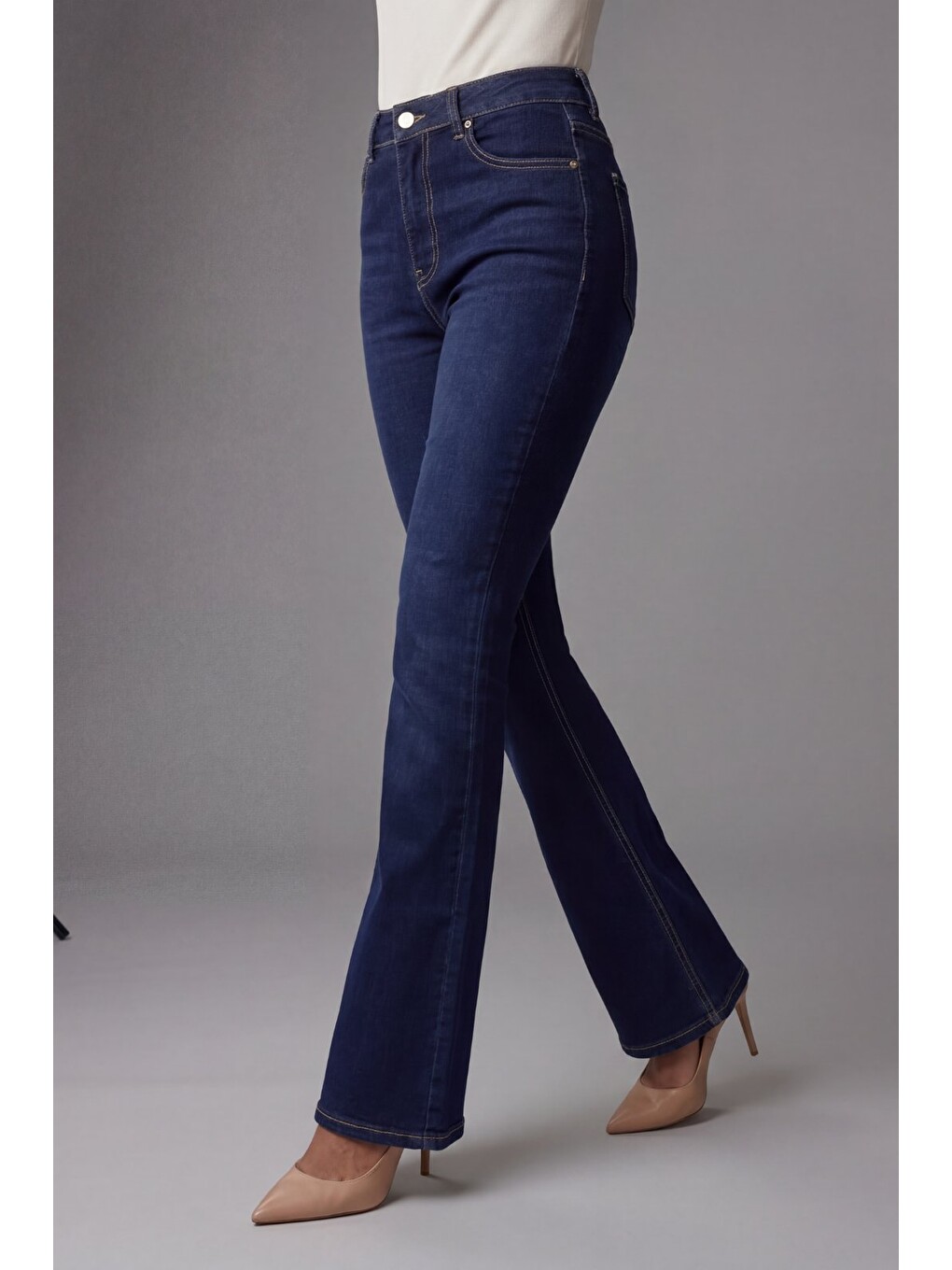 Mavi Kadın Yüksek Bel Jean Pantolon İspanyol Paça Rahat Kalıp Denim
