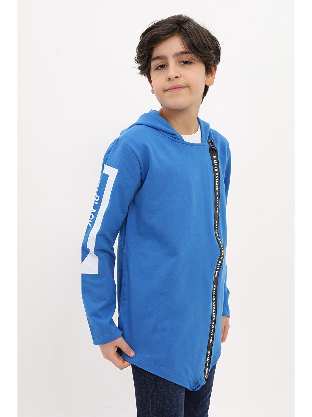 Toontoykids Mavi Erkek Çocuk Fermuarlı Sweatshırt - 1