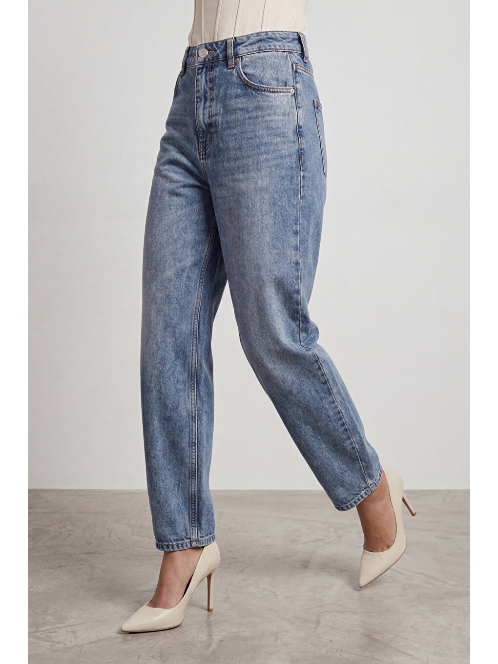 Mavi Kadın Comfort Baggy Jean Pantolon Yüksek Bel Bol Kesim Rahat Denim