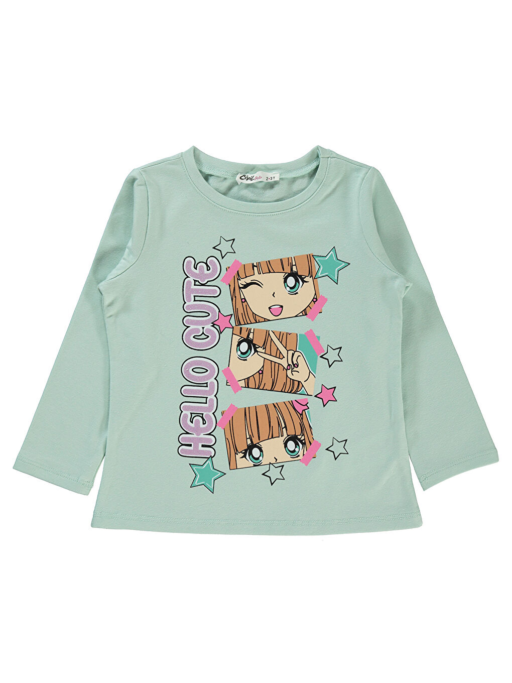 Civil Yeşil Girls Kız Çocuk Sweatshirt 2-5 Yaş Taze Nane